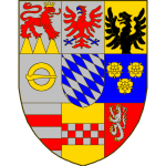 tiercé en fasce, parti de deux, qui font neuf quartiers:1) Loewenstein,2) Rochefort, qui est d'argent à l'aigle de gueules, becquée et membrée d'azur,3) combiné avec 6) pour former Wertheim, qui est coupé d'or à l'aigle naissante de sable, mouvante du coupé, et d'azur à trois roses d'or,4) Montagu, qui serait d'argent à la boucle ronde d'or,5) écusson sur le tout Bavière,6) voir 3),7) Breuberg, qui est d'argent à deux fasces de gueules. 8) de la Marck9) Scharfeneck.